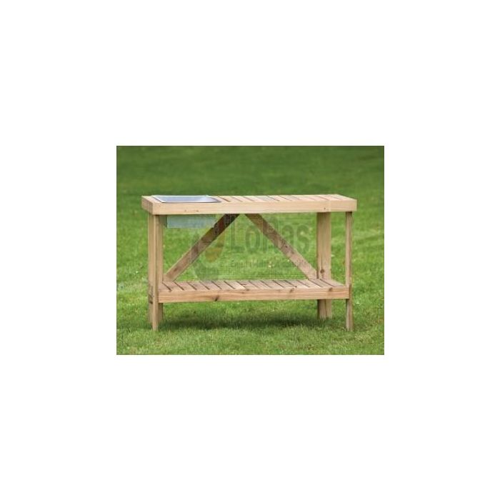 Luxe werkbank met zinken bak B122xD46xH82 cm.