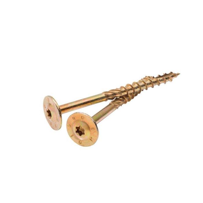 Flenskophoutschroef Torx Geel verzinkt.