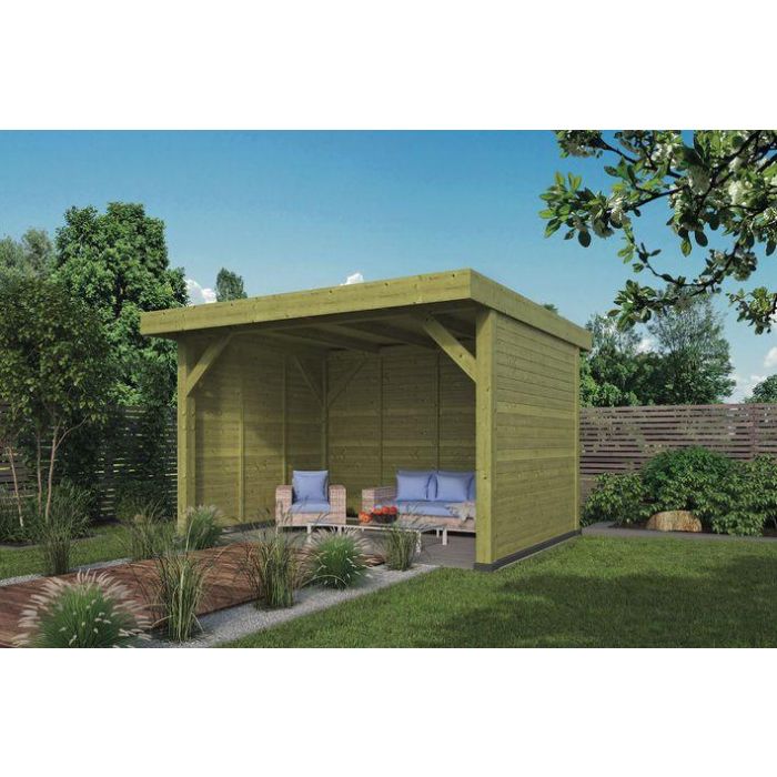 DHZ Plat dak Bastenaken vuren 300x400cm geïmpregneerde wanden