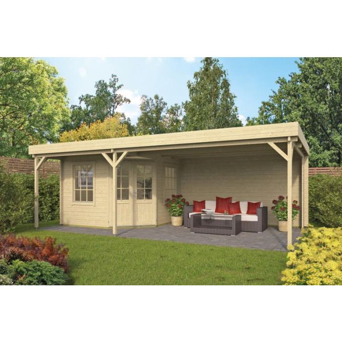 Blokhut - Tuinhuis Annette Met Overkapping 700x400