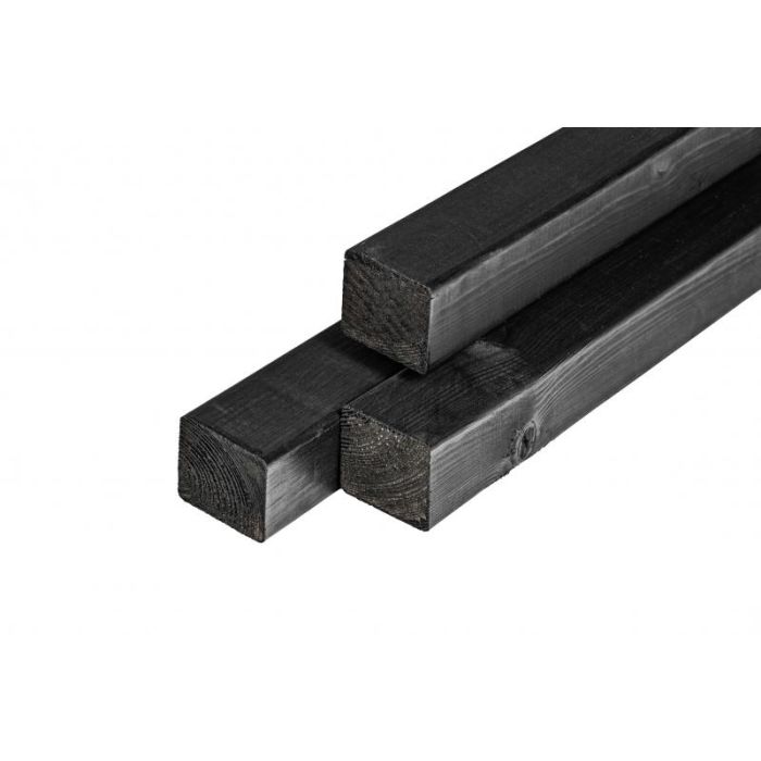 Paal zwart geimpregneerd Grenen 7x7x300 cm.