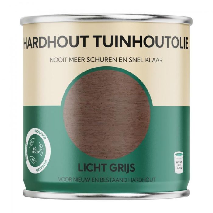 Bio-Based Olie. Hardhout Tuinhoutolie. Licht Grijs.750ML