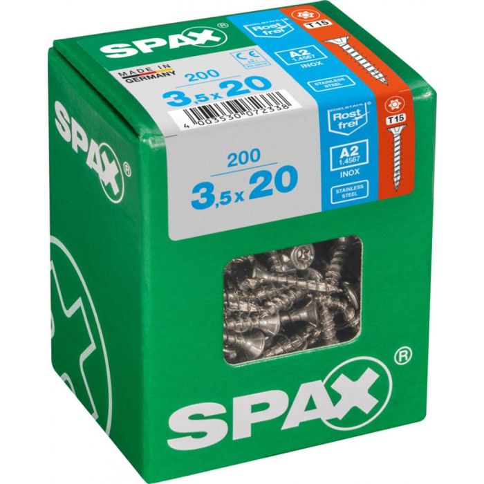 SPAX T-STAR plus A2 roestvrij 3,5x20 L 200 stuks