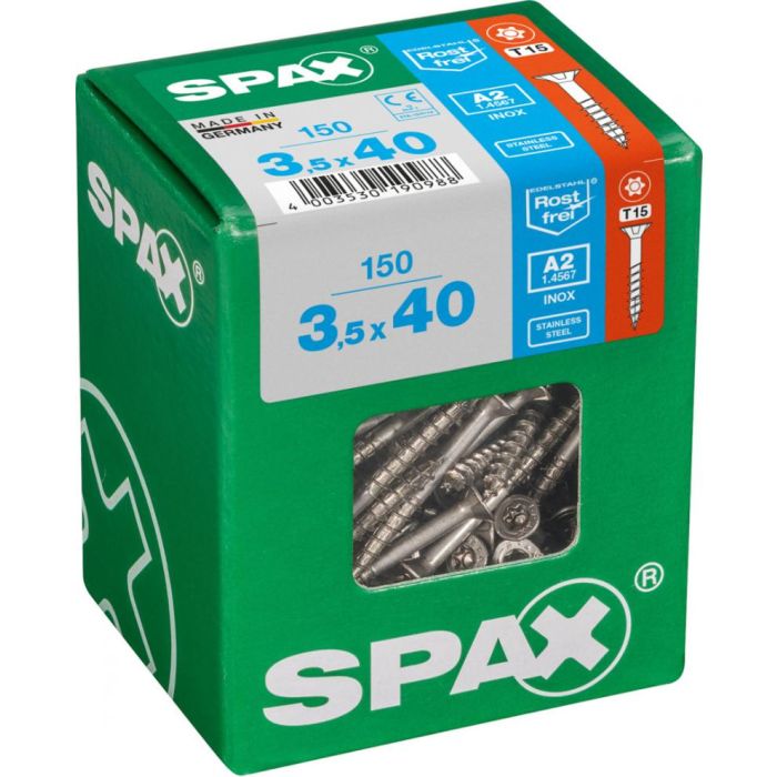 SPAX T-STAR plus A2 roestvrij 3,5x40 L 150 stuks