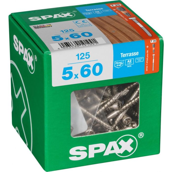 SPAX Terras roestvrij A2  5x60 XXL 125 stuks
