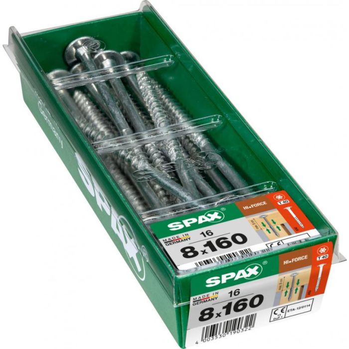 SPAX HI.FORCE WIROX 8x160 STK 16 stuks