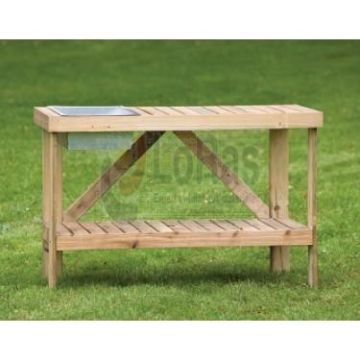 Luxe werkbank met zinken bak B122xD46xH82 cm.