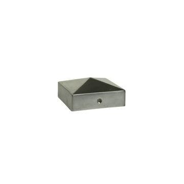 Afdekkap paal metaal Piramide 71 x 71 mm RVS.