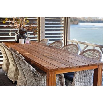 Tuintafel Rustiek Teak L300xB100xH78 cm.