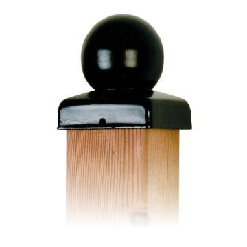 Afdekkap paal metaal bolkop 91 x 91 mm Zwart.