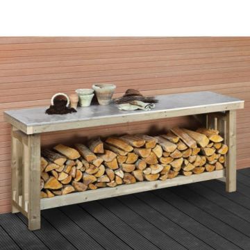 Werkbank XXL Met Zinken Blad. Afmeting B180xD50xH80CM