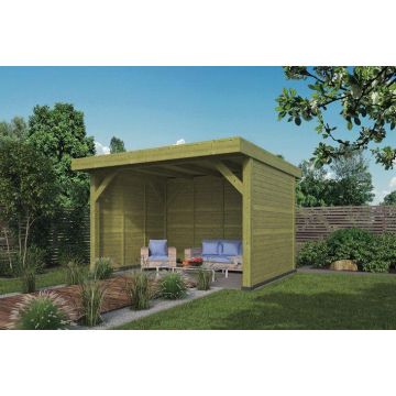 DHZ Plat dak Bastenaken vuren 300x400cm geïmpregneerde wanden