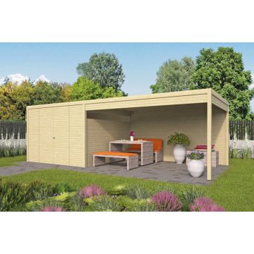 Blokhut - Tuinhuis Valentino Met Overkapping 300  400x300cm.