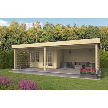 Blokhut -Tuinhuis Lilou Met Overkapping 398  422x275  215cm