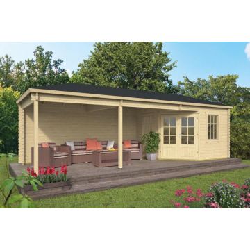 Blokhut - Tuinhuis Bertil Met Overkapping 790x300