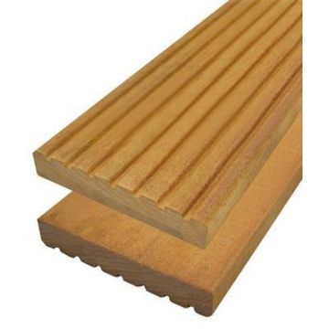 Hardhout vlonderplank groef/glad Bangkirai 2.1x14.5 cm.