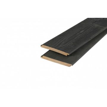 Vuren zwart gespoten sponning halfhouts profiel. 1.8x19.5 cm.