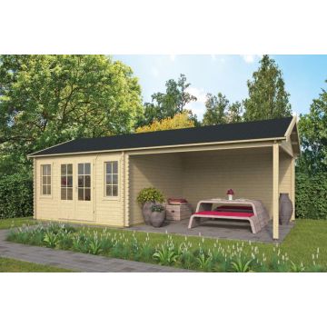 Blokhut - Tuinhuis Kwaspa Met Overkapping 400 400x400cm