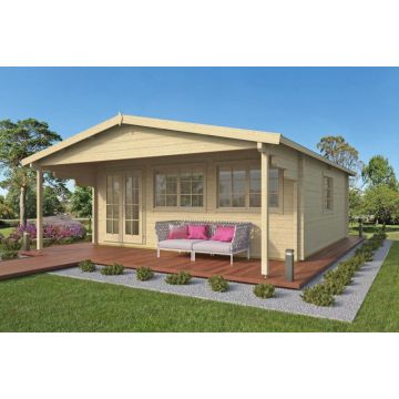 Blokhut - Tuinhuis Rune Met Overkapping  595x595 plus 200cm