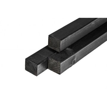 Paal zwart geimpregneerd Grenen 7x7x300 cm.