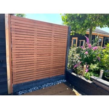 Hardhout Tuinscherm Rhombus Design 180x180 cm.  Tweezijdig/Dubbel bekleed.