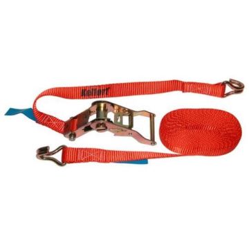 Spanband met ratel en haken 1500kg.  5 meter lang.  25 mm breed.