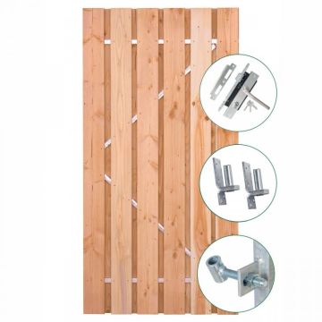 Tuindeur Privacy H195 cm - Douglas. Incl. RVS slot en ophangsysteem.