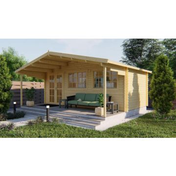 Blokhut - Tuinhuis Pinkus. Houtdikte 44MM. Afmeting B595 x D300 x H263CM. Onbeha