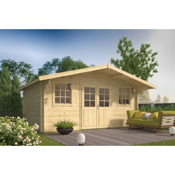 Blokhut - Tuinhuis Pavel. Houtdikte 44MM. Afmeting B500 x D380 x H 263. Onbehand