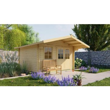 Blokhut - Tuinhuis Marbella. Houtdikte 34MM. Afmeting B380 x D320 x H250CM. Onbe