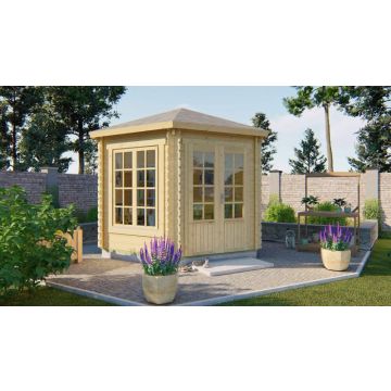 Blokhut - Tuinhuis Nora 6-Kant. Houtdikte 34MM. Afmeting B354xD316 cm.