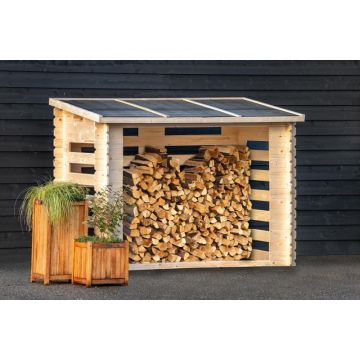 Openhaard Hout Berging. Afmeting B238xH115CM