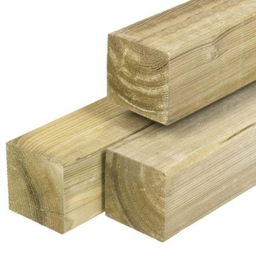 Paal geimpregneerd Grenen 12x12 cm.