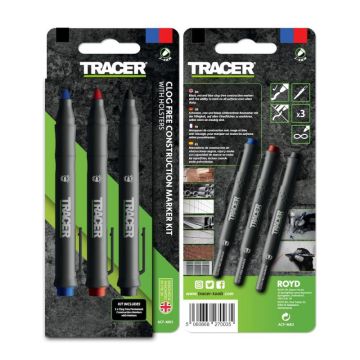 TRACER Markeerset Markeerstiften ACF-MK3, zwart, blauw, rood