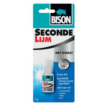 Bison secondelijm met kwast -5gr/flacon kaart