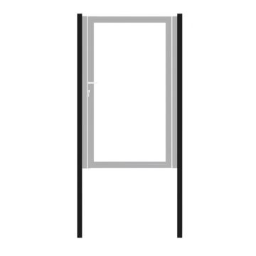 Poortpalen staal (set 2 stuks), zwart gepoedercoat, fijnstructuur