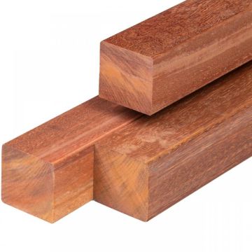 Angelim Vermelho paal 6,5 x 6,5 x 400 cm geschaafd, ongepunt, 4 ronde hoeken