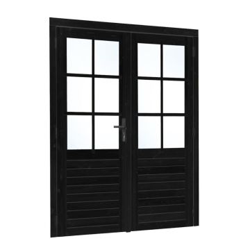 Dubbele glas deur Zwart 6-ruits 185 x 205 cm