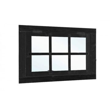 Vuren uitzetraam 6-ruits zwart gespoten B900xH700mm