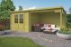 Blokhut - Tuinhuis Freddy Met Overkapping. Groen. Afmeting  B280+298xD250CM
