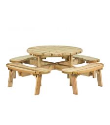 Picknicktafel Rond geimpregneerd D219xH73 cm.