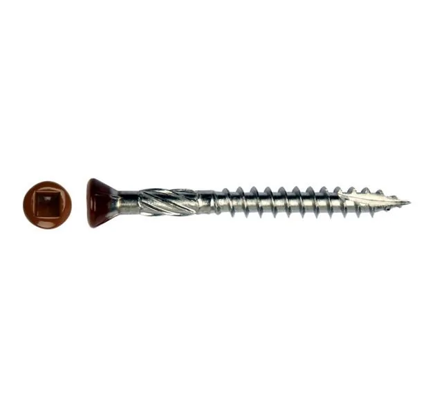 Decking screw 5x60 mm. 200 pcs. Stainless steel with brown head.