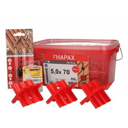 Hapax deck screw set stainless steel. 5x50 mm. 650 pcs.