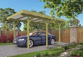 Carport Enkel / Aanbouw Grenen B300xD500 cm Incl Dakplaten