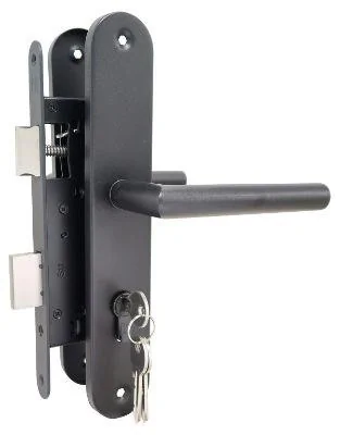 Cylinder lock set complete black stainless steel 72x165mm