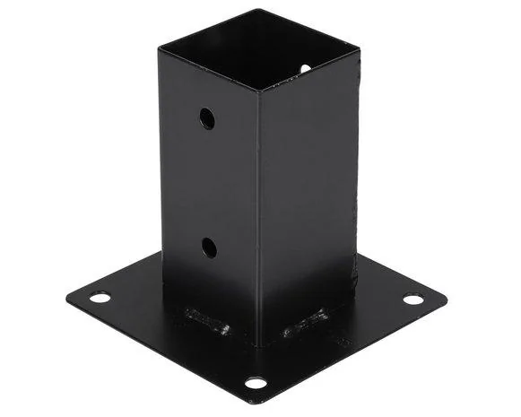 Post holder on plate 7x7 Black.