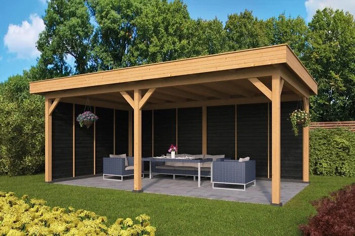 Planed Larch/Douglas Black Flat Roof Olso XL Type 2 