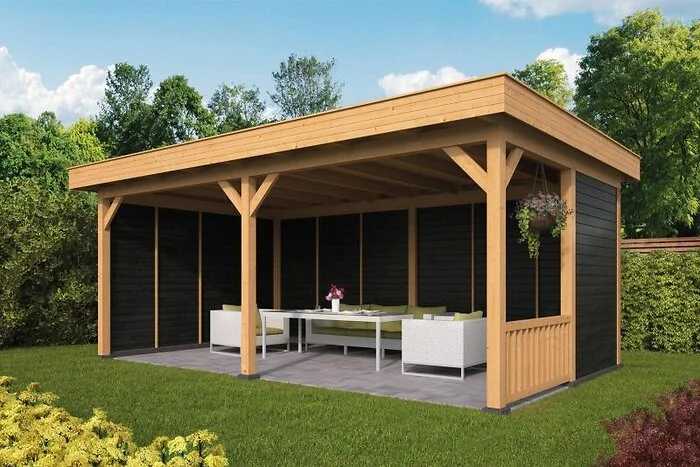 Planed Larch/Douglas Black Flat Roof Olso XL Type 3 