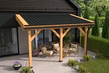 DHZ veranda douglas fijnbezaagd inclusief dakbeschot 600 x 300 cm