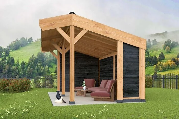 Larch/Douglas DHZ Shed Goor Swedish Battens Black